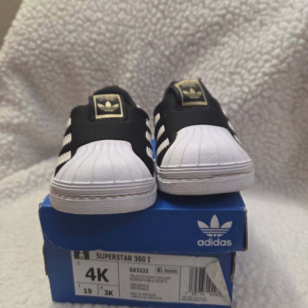 Adidas Kids Superstar 360 Black White  Sneakers Toddler Sz4
